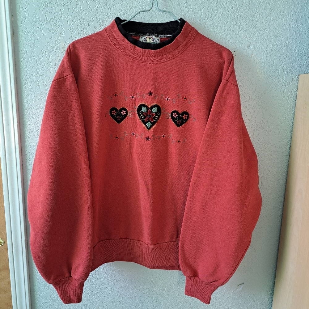 90s Vinatge Heart Embroidered Women's Sweater